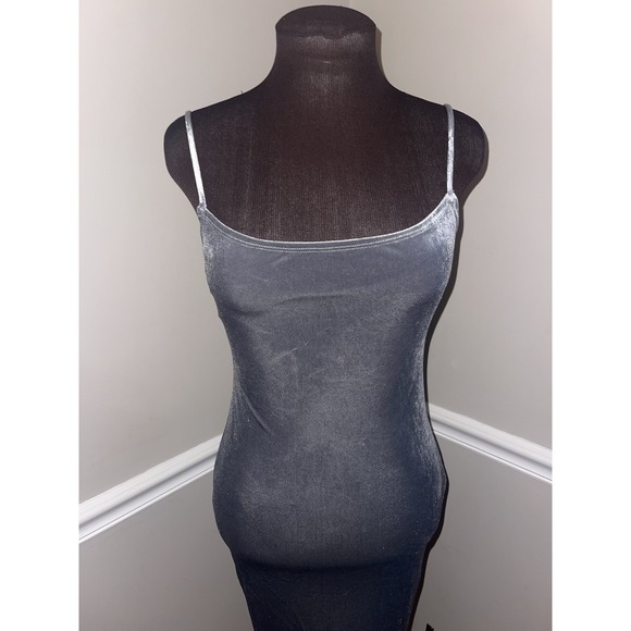 Reformation Merel Velvet Midi Slip Dress Silver Small Romantic Preppy Dainty - Picture 3 of 5